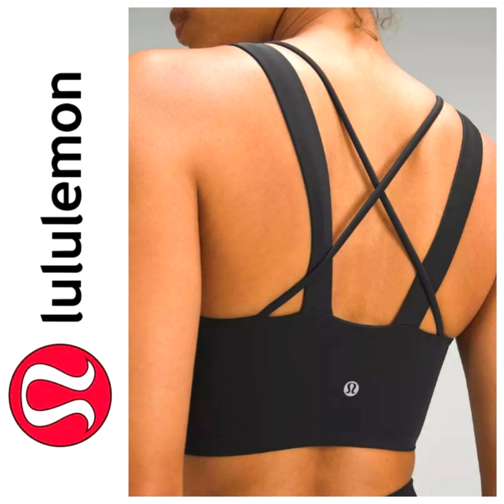 Lululemon Sports Bra S Black A-D Cup Multi Straps Wide Cross Back Gym Yoga Top